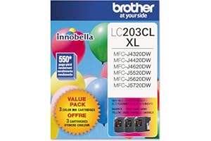 Brother Genuine High Yield Color Ink Cartridge, LC2033PKS, Replacement Color Ink Three Pack, Includes 1 Cartridge Each of Cyan, Magenta & Yellow, Page Yield Up To 550 Pages, Amazon Dash Replenishment Cartridge, LC203