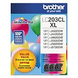 Brother Genuine High Yield Color Ink Cartridge, LC2033PKS, Replacement Color Ink Three Pack, Includes 1 Cartridge Each of Cyan, Magenta & Yellow, Page Yield Up To 550 Pages, Amazon Dash Replenishment Cartridge, LC203
