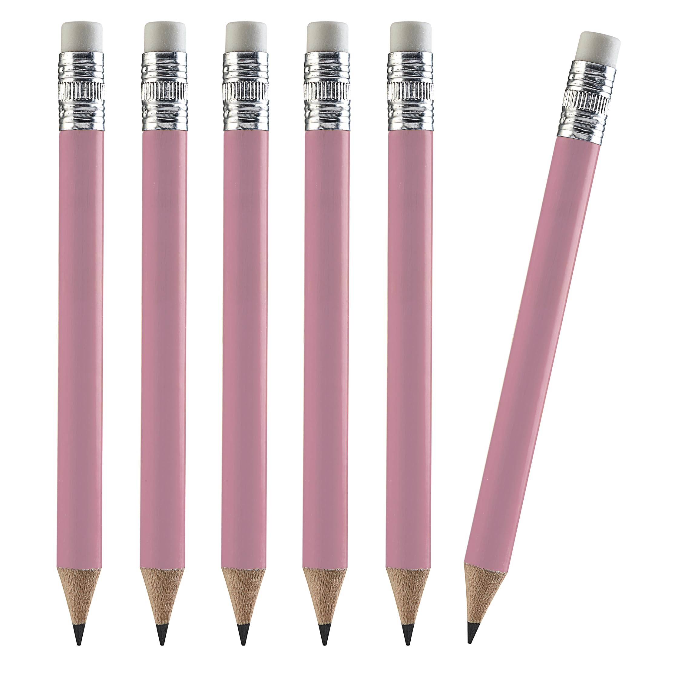 TH Golf 100pcs Premium Golf Pencils, 4 Inch Mini Half Pencils with Eraser Sharpened Wood Mini Round for Schools Wedding Toddlers Home Corporate Multiple Colours (Light Pink)