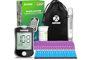 AUVON Blood Glucose Monitor Kit, High Accuracy Blood Sugar Test Kit with 50 Glucometer Strips, 50 30G Lancets, 1 Lancing Devices, DS-W Diabetes Testing Kit, No Coding Required, Travel Size