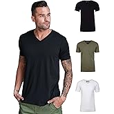 INTO THE AM Premium V Neck T Shirts for Men - Modern Fitted Tees S - 2XL Vneck Undershirts