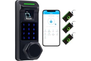 Harfo Fingerprint Door Lock, Heavy Duty Keyless Entry Door Lock, 5 in 1 Smart Door Lock with Touchscreen Keypad, Bluetooth Passcode Door Knob, Keypad Door Lock, APP Electronic Digital Lock (Black)
