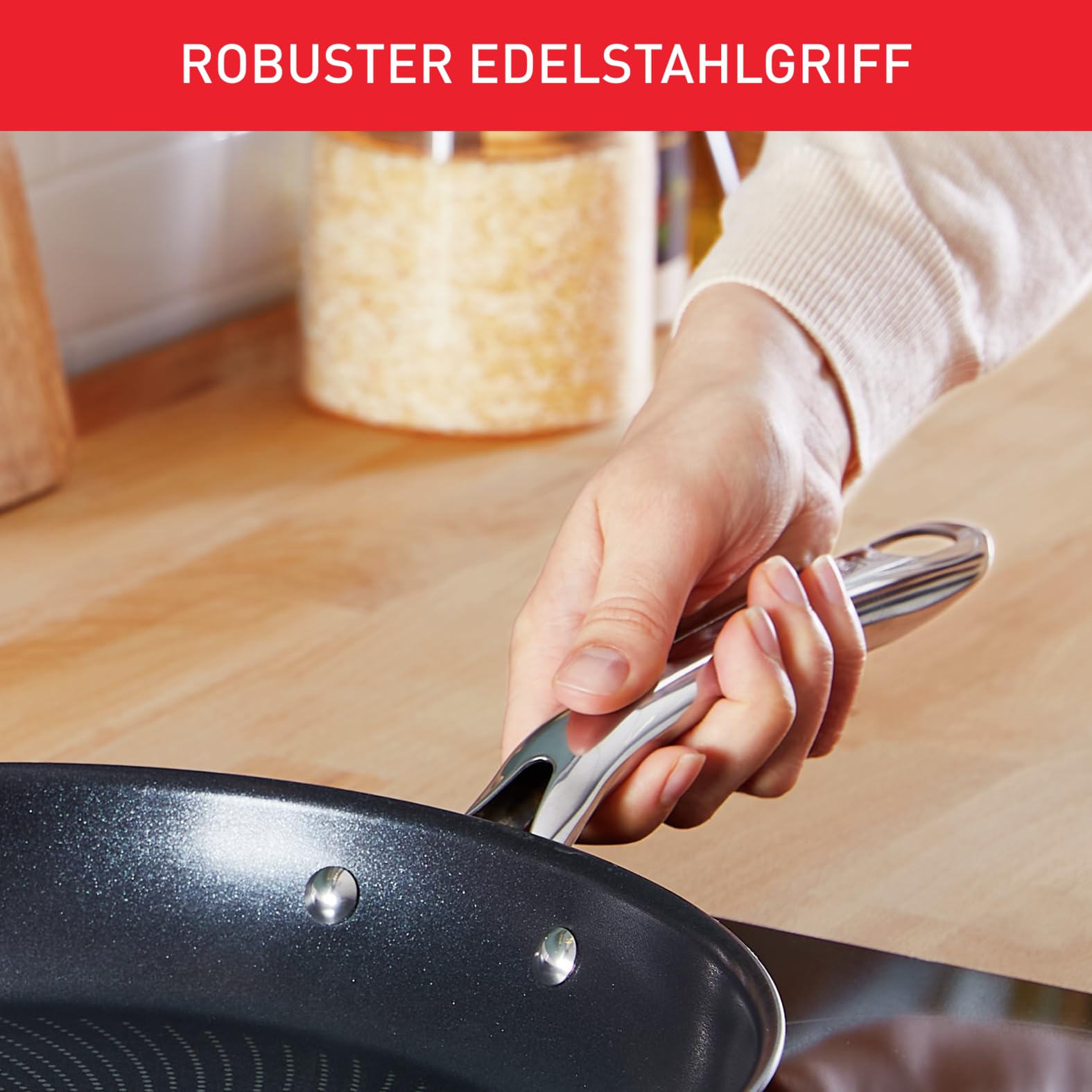 Tefal Infinite Pfanne Induktion 30 cm, Bratpfanne mit Antihaftversiegelung, Thermo-Signal bei idealer Brattemperatur, einfache Reinigung, für alle Herdarten geeignet, Premium-Edelstahl, H81507 5