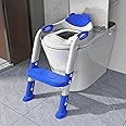 Potty Training Seat with Step Stool Ladder, SKYROKU Potty Training Toilet for Kids Boys Girls Toddlers - Comfortable Safe Potty Seat with Anti-Slip Pads Ladder Navy Blue