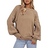PRETTYGARDEN Womens Sweaters Spring Fashion 2026 Crew Neck Cable Knit Casual Loose Chunky Tunic Sweater Winter Clothing