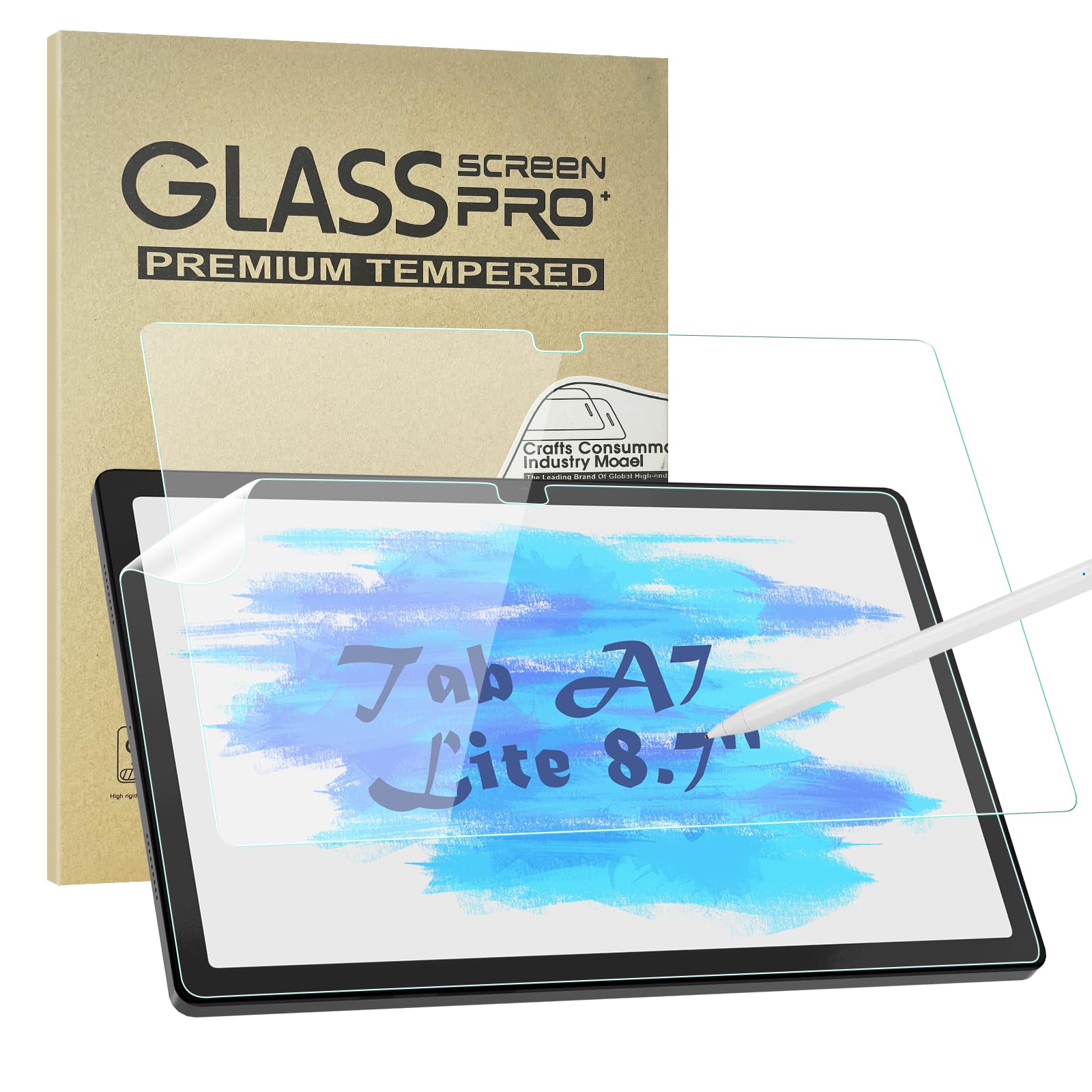 Photo 1 of Secpeak 2 Pack Screen Protector Compatible With Samsung Galaxy Tab A7 Lite 8.7'',1 Paper-feel Screen Protector + 1 Tempered Film Screen Protector, [Easy Installation] [Bubble Free]