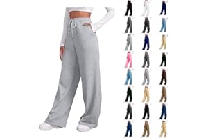 JMMSlmax Women's Fleece Lined Sweatpants Baggy Wide Straight Leg Pants Fall Casual High Wasited Pants Wide Leg Sweatpants