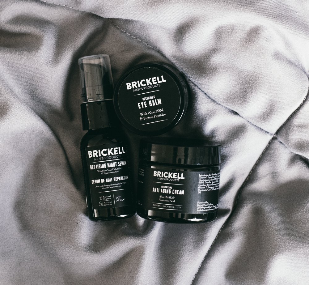 Brickell Men's Advanced Anti-Aging Routine, Night Face Cream, Vitamin C Facial Serum and Eye Cream, Natural and Organic, Scented: Beauty