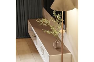 Zinkooat Leather Table Protector,1.8mm Thick,16x72 Inch Table Cover,Gold Desk Mat,Desk Cover,Rectangular Desk Pad,Desk Cover Protector,dresser top protector.(Mud Color+Champagne Gold）