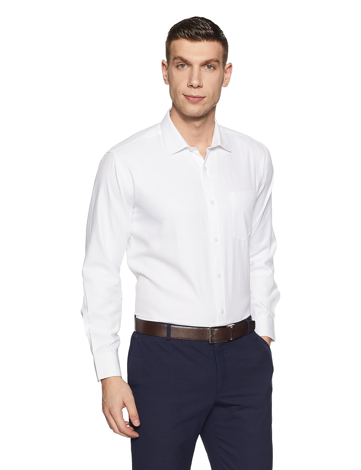 symbol amazon brand men's formal herringbone regular fit shirt