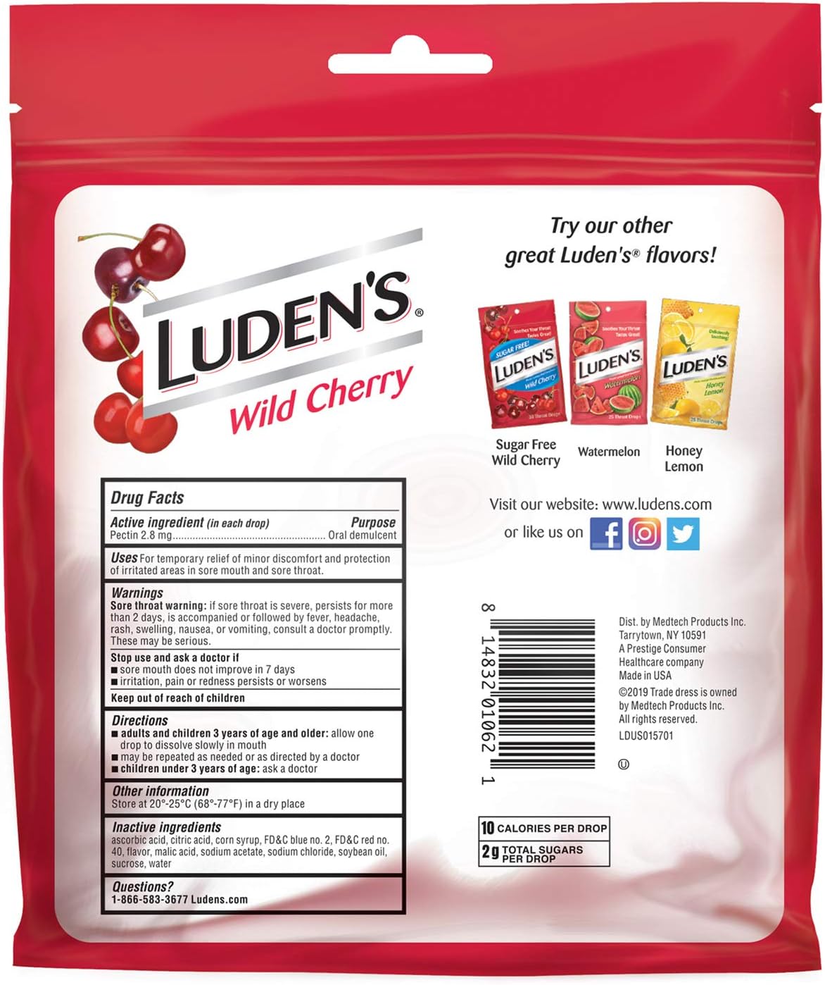 Ludens Throat Drops, Wild Cherry, 90 Drops, Pack of 2: Health & Personal Care