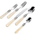 CATHYLIN REVERIE Collection 18/10 Stainless Steel Vintage Flatware set,Sliverware set,Dishwasher safe (45, Champagne)