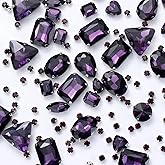 Sew on Rhinestones, 148PCS Mixed Shapes Sewing Glass Crystal Gems Metal Flatback Claw Rinestones for Crafts,Clothes,Jewelry,Earring,Shoes,Dress,Belt DIY(Dark Purple)