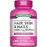 Nature's Truth Hair, Skin & Nails Vitamin | 5000 mcg Biotin | 165 Softgels | with Collagen | Non-GMO & Gluten Free Supplement