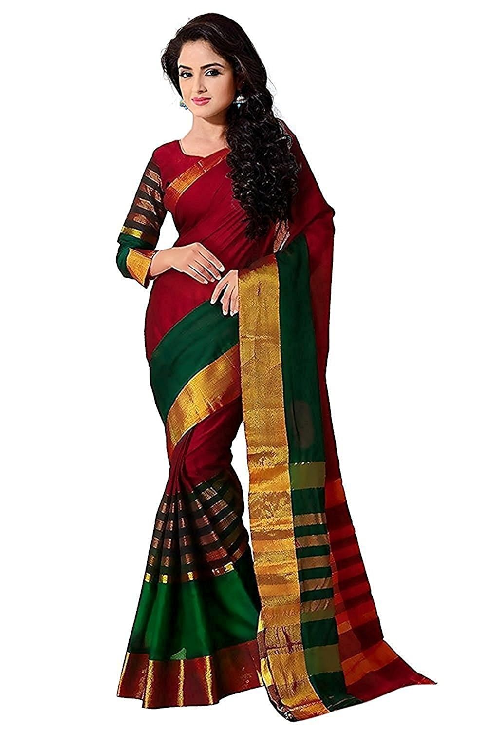 indira designer women's art silk with blouse piece saree