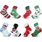 Satinior 8 Pairs Christmas Fuzzy Socks for Women Gifts Bulk Warm Cozy Winter Socks Fuzzy Socks Winter Warm Fluffy Cozy Crew Socks for Women Multi One Size