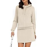Casly Lamiit Women's 2 Piece Skort Set Athletic Tracksuit Short Tennis Skirt Zip Up Hooded Sweatshirt Active Outfits