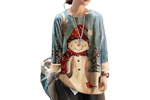 YESNO Women Christmas Sweater Graphic Printed Oversized Pullover Sweaters Casual Loose Knit Tops S01