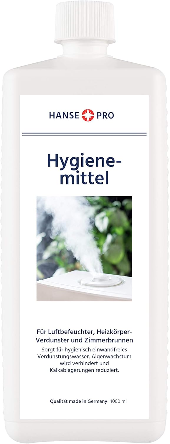 Hansepro Hygienemittel, 1 x 1000 ml I Für Luftbefeuchter, Luftreiniger, Luftwäscher, Heizkörper-Verdunster, Zimmerbrunnen I hält Verdunstwasser hygienisch einwandfrei I Water Conserver