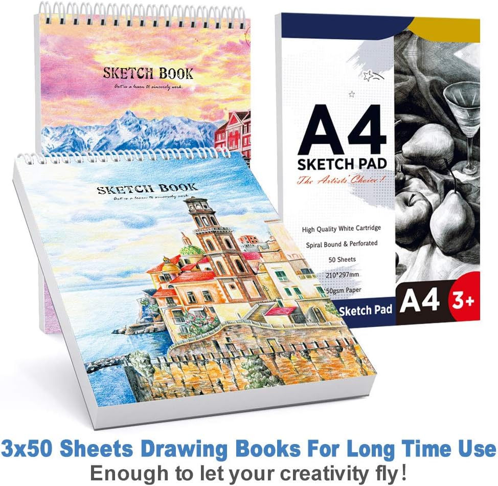 Professional Art Set 85 Piece with Drawing Pads, Deluxe Art Kit in Portable Wooden Case-Painting & Drawing Set, Art Supplies for Kids, Teens and Adults/Perfect Gift，Painting Supplies (White)