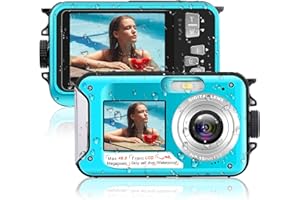 SPUNALP Underwater Camera 4K 56MP with 32GB Card Waterproof Camera Compact 16X Digital Zoom Underwater Kids Digital Camera for Snorkeling, Blue