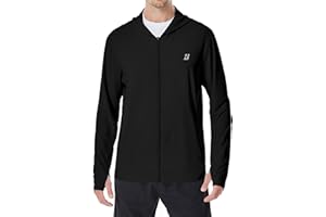 Roadbox Men's UPF 50+ Sun Protection Hoodie Jacket Lightweight Zip Fishing Hiking UV Shirts with Pockets and Thumbholes