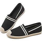 FINIWOR Espadrilles for Women Black Flat Shoes Women White Ballet Loafers Breathable Soft Casual Walking Slip On Shoes Women