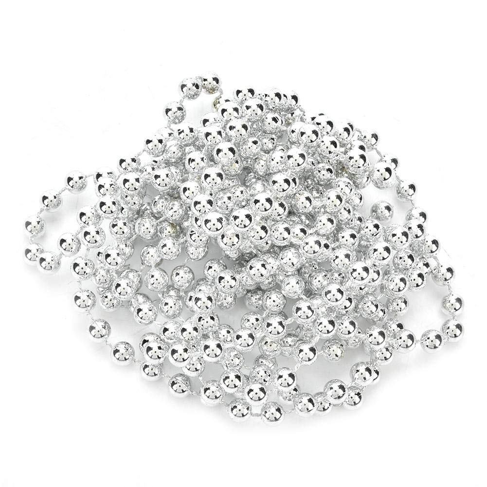 8.9ft Pearl Beads String Pearl Garland Beaded TrimChristmas Tree Hanging Pendant for Christmas DIY Wedding Party Supplies(Silver) Clothing Accessories