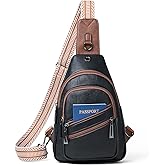 Leresas 7L Crossboydy Sling Bag for Women Vegan Leather Crossbody Purse Fanny Pack Chest Bag for Travel,Black Brown