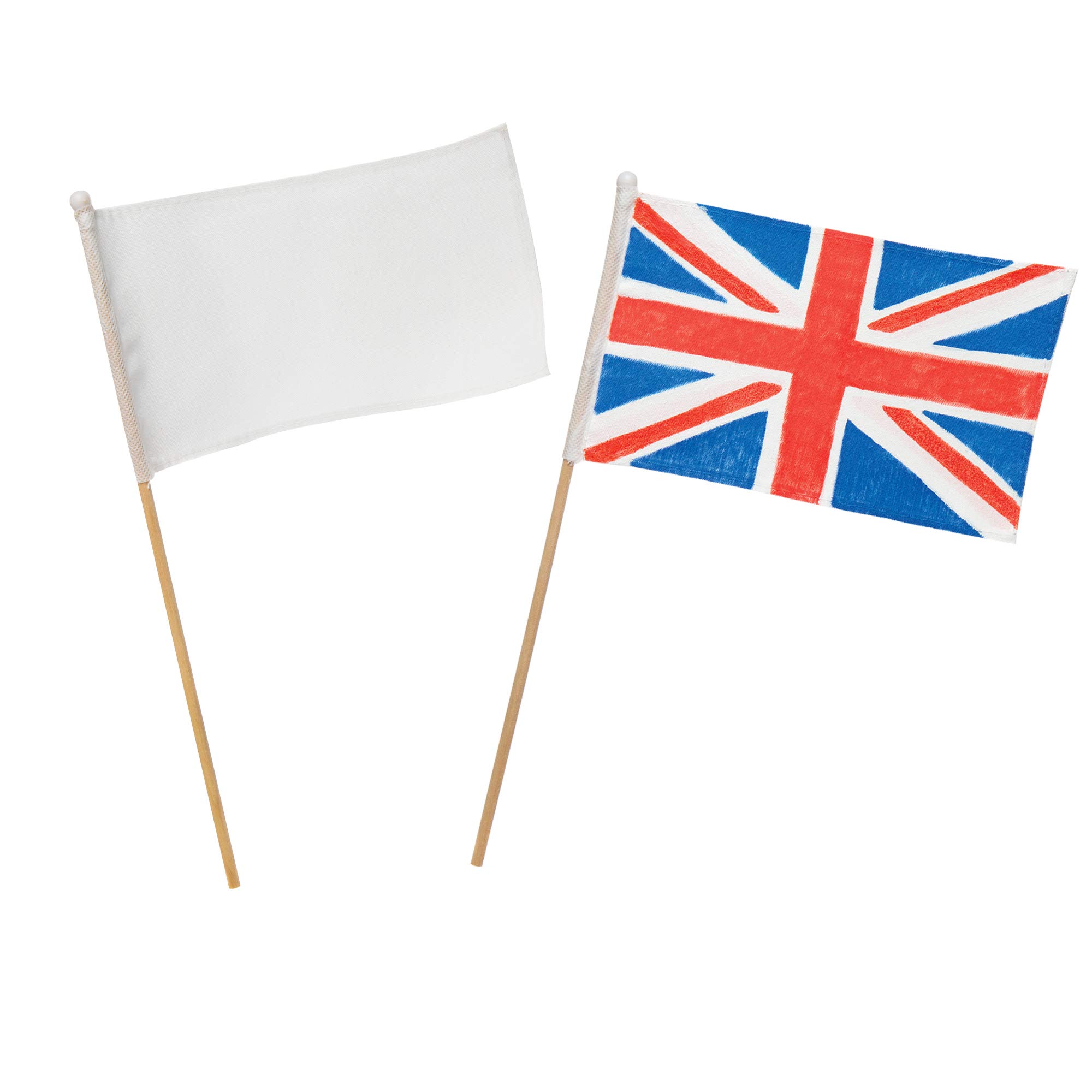 Baker Ross AR455 Flags to Decorate-Pack of 6, for Children to Paint, Personalise and Use for Arts and Crafts Projects, White,19.5cm x 12.5cm