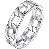 Silvora 925 Sterling Silver Cuban Link Rings, Chain Rings for Women Men Vintage Eternity Band Ring Jewelry Size 6-12