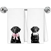 Exqcom Funny Black Labrador Retriever Bathroom Hand Towels, Black Lab Gifts, Funny Labrador Dog Hand Towels for Bath Room Washroom Spa Gym Yoga, 16x24 Inch Set of 2