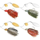 MadBite by KastKing Spinner Baits Fishing Lure Kits, Fishing Gear | 2 Bladed Options, Reinforced Barbed Ultra Hook, Hand-Tied Silicone Skirt, Stainless Steel, Saltwater &amp; Freshwater