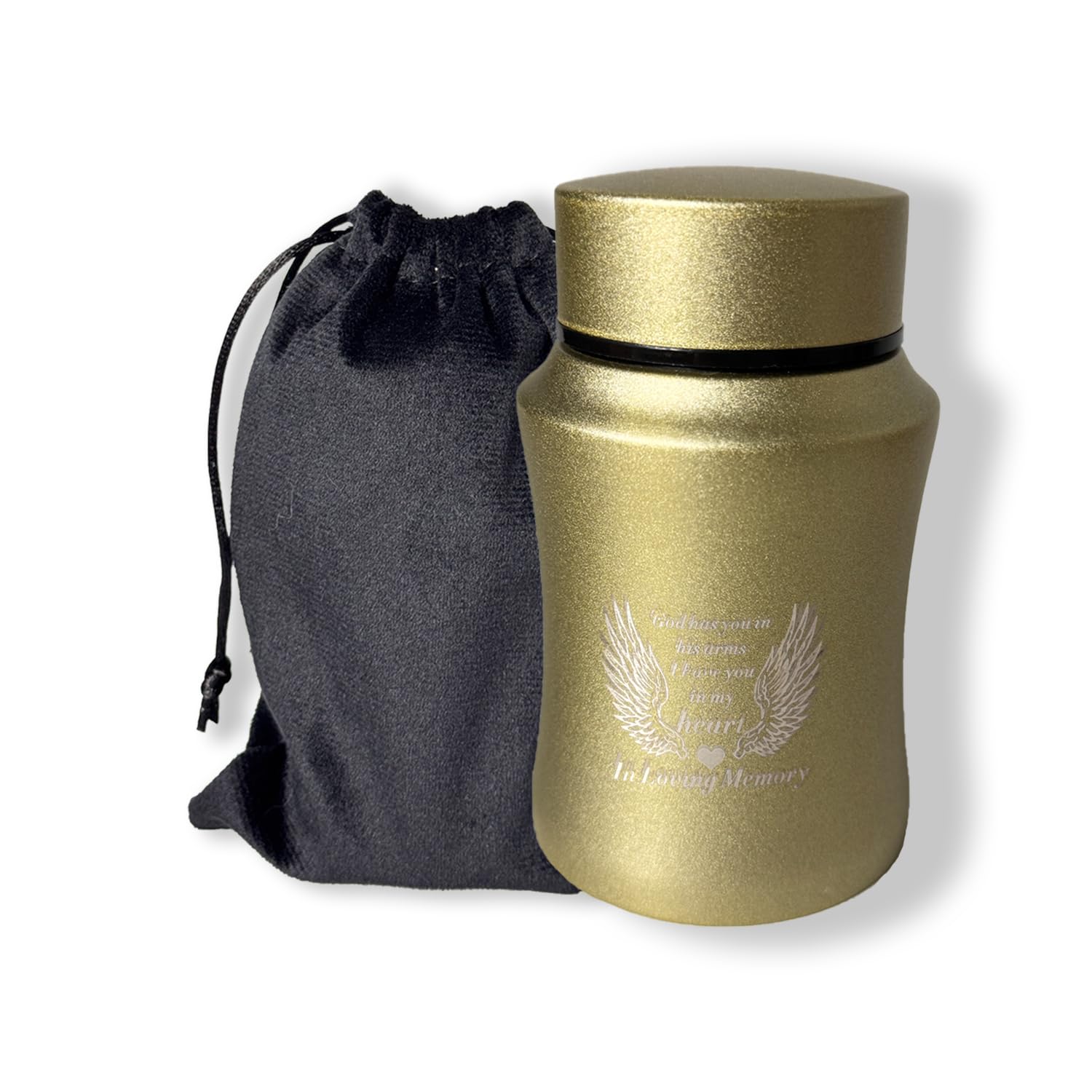 Photo 1 of **MISSING BAG**Cremation Urn 4.3 Inches Medium Size Cremation Urns for Ashes Stainless Steel Memorial Ashes Holder, Angel Wings Cremation Decorative Urns