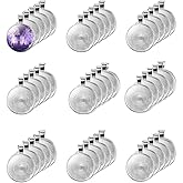 LANBEIDE 40 Pcs Silver Pendant Trays with 40 Pcs Clear Glass Cabochons - 1 Inch/25mm Round Bezels for Resin Craft, Photo Jewelry Making, Total 80 Pcs