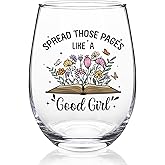 Futtumy Spread Those Pages Like A Good Girl Wine Glasses 17oz, Book Lovers Gifts for Women, Christmas Gifts for Book Lovers Women Readers, Funny Reading Accessories Librarian Bookish