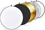 Neewer 32-Inch 80CM Portable 5 in 1 Translucent, Silver, Gold, White, and Black Collapsible Round Multi Disc Light Reflector for Studio or any Photography Situation
