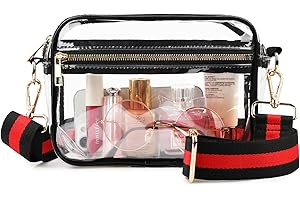 WEDDINGHELPER Clear Crossbody Bag, Clear Bag Stadium Approved Clear Purse with Adjustable Strap for Sports Concerts Festivals