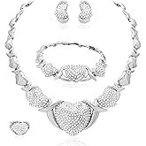 Gold Jewelry Sets for Woman 18k Gold Accessories,Bridal Jewelry Set for Wedding,Gold Accessories Jewelry Set Necklace Earrings and Bracelet Set Sweetheart Gifts