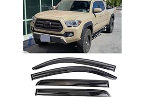 TNLSDW Window Visors Rain Guards for 2016-2023 to-yota Tacoma Double Cab/Crew Cab(4 Full-Size Door cabs) Tape-On Window Vent Wind Deflectors Visors Shades