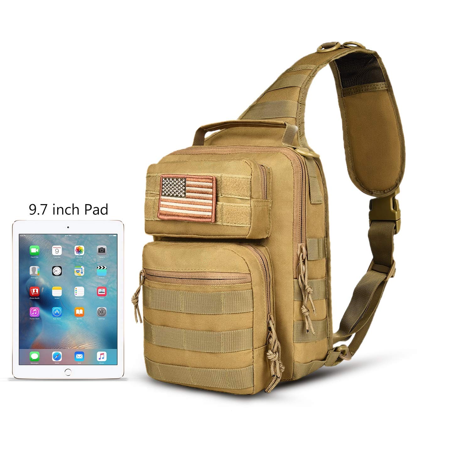 CVLIFE Tactical Sling Bag Pack Military Rover Shoulder Sling Backpack Molle Range Bag EDC Small Day Pack with Padding Pocket