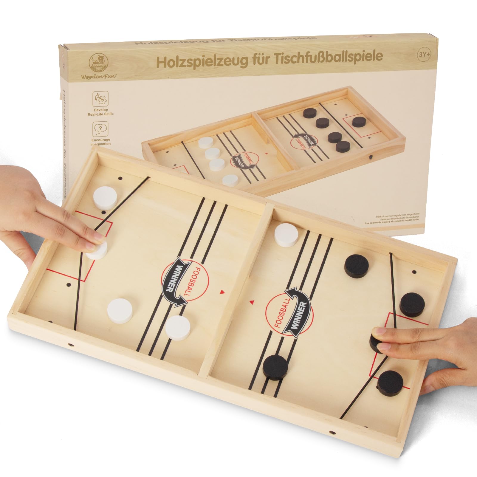 Photo 1 of WOODENFUN 16 in Fast Sling Puck Game,Wooden Hockey Super Foosball Table,Desktop Battle Parent-Child Interaction Winner Slingshot Game,Adults and Kids Family Toys