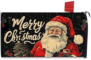Nanikore Christmas Mailbox Cover Magnetic Standard Size 21 X 18 Winter Merry Christmas Santa Claus Waterproof Post Box Cover Wraps Garden Yard Decor for Outdoor