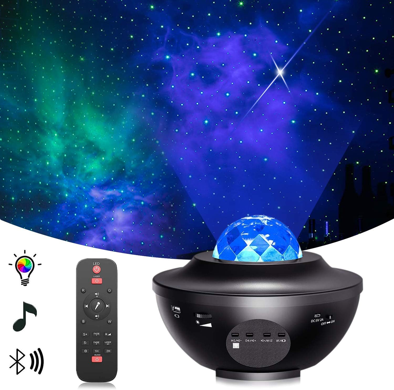 Star Projector,Galaxy Projector,Night Light Projector with LED Galaxy Ocean Projector Bluetooth Music Speaker for Baby Bedroom,Game Rooms,Party,Home Theatre,Night Light Ambiance.