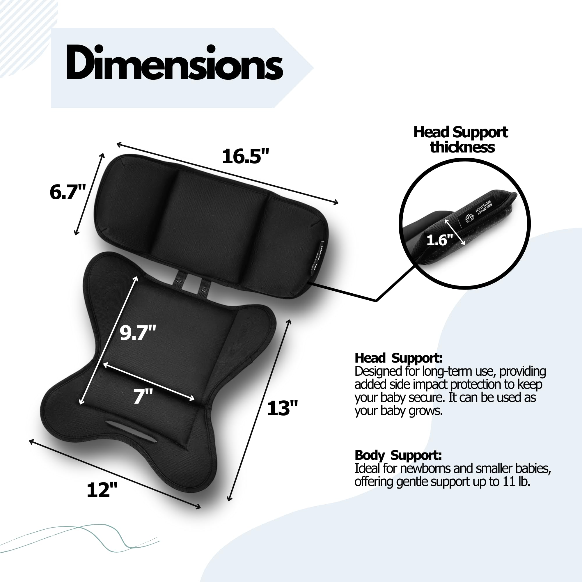 Infant Insert Compatible with Doona|Graco Snugride|Britax|Chicco Keyfit|Head and Body Support |Side Impact Protection for Newborn |Doona Accessories |Black