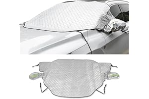Amiss Car Magnetic Windshield Cover for Ice and Snow, 4 Layer Shickness Snow Protector Covers with Side Mirrors Cover, Universal for SUV, Truck, Sedan, Van, Car Exterior Accessories - Silver