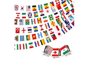 100 World Countries String Flags, 98FT/30M International Flag Bunting Banner for World Football Cup 2026 Fan Merchandise & De