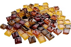 FAIRUO 100 Pieces Bulk Mosaic Tiles Assorted Color Opaque Mosaic Glass Crafts Supplies for DIY Picture Coaster Home Mosaic Decoration(1x1cm,Coffee Series)