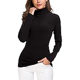 EXCHIC Women's Long Sleeve Turtleneck Sweater Slim Fitted Knitted Pullover Sweater Tops
