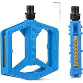 Bike Pedals 9/16 Inch, Non-Slip Platform Bicycle Pedals with Reflectors, Dual DU Bearings and Steel Spindle, Flat Pedals for Adult MTB Mountain Road BMX Commuter Hybrid E-Bikes, Pair，5 Colors